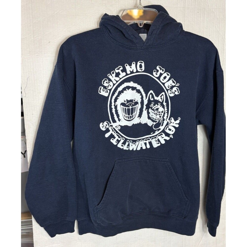 Eskimo Joe’s Stillwater Oklahoma Hoodie Gildan Heavy Blend Navy Blue Mediu